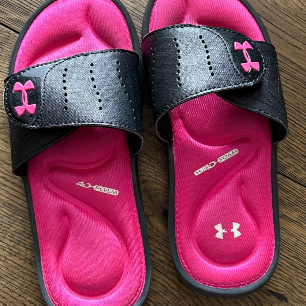 Under Armour, Black/Pink Slide Sandals